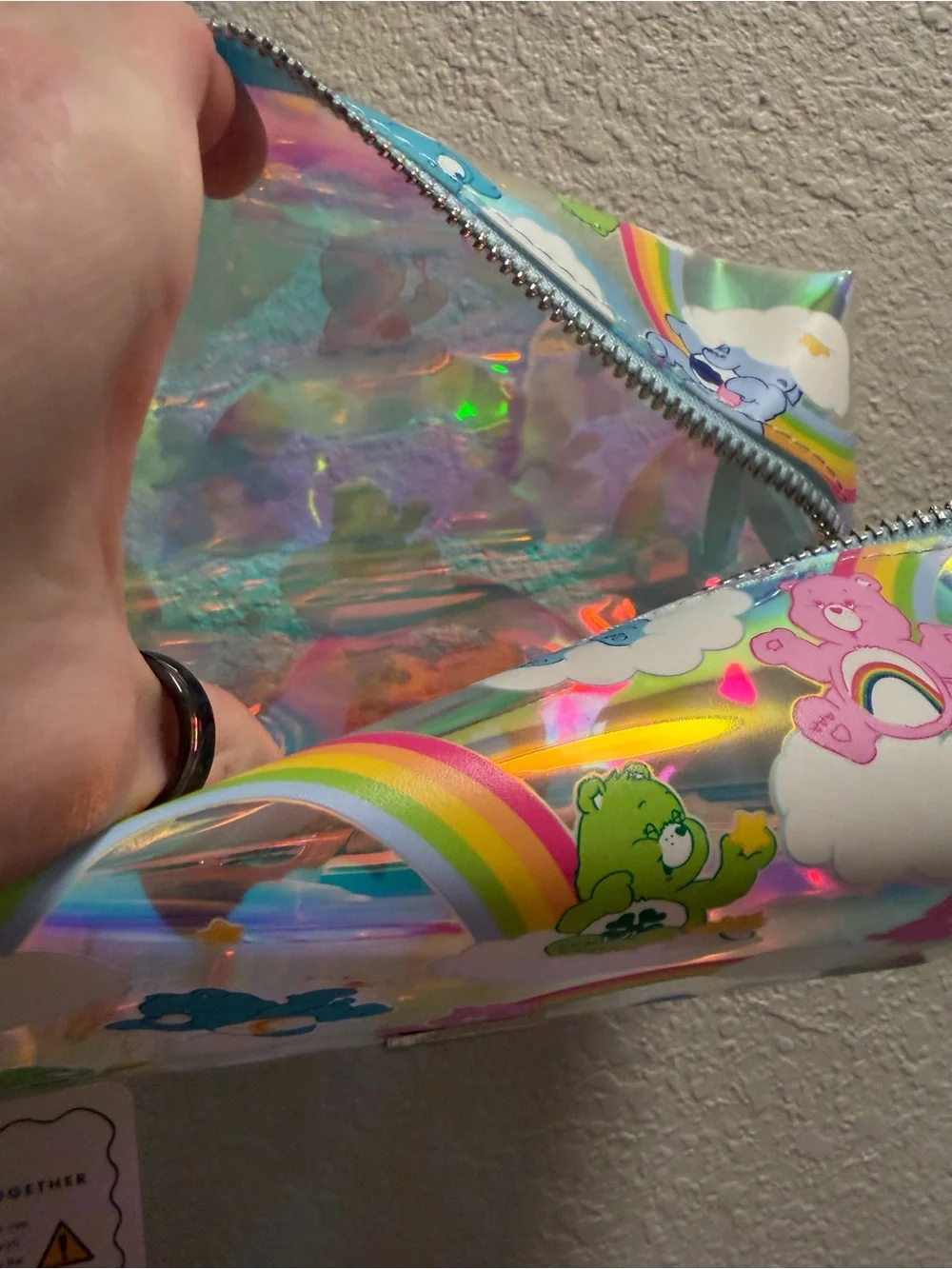 NWT Care Bears x Skinnydip Holographic Rainbow Makeup Bag